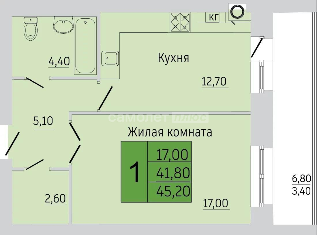 Продажа 1-комнатной квартиры, Калуга, Резванская улица,  д.5